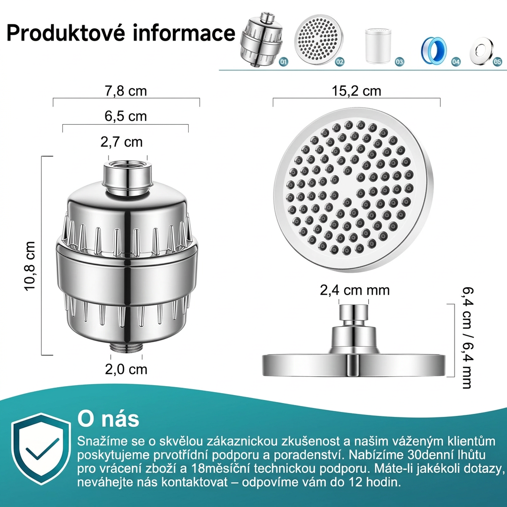 Sylena – Filtrační sprchová hlavice 20stupňová